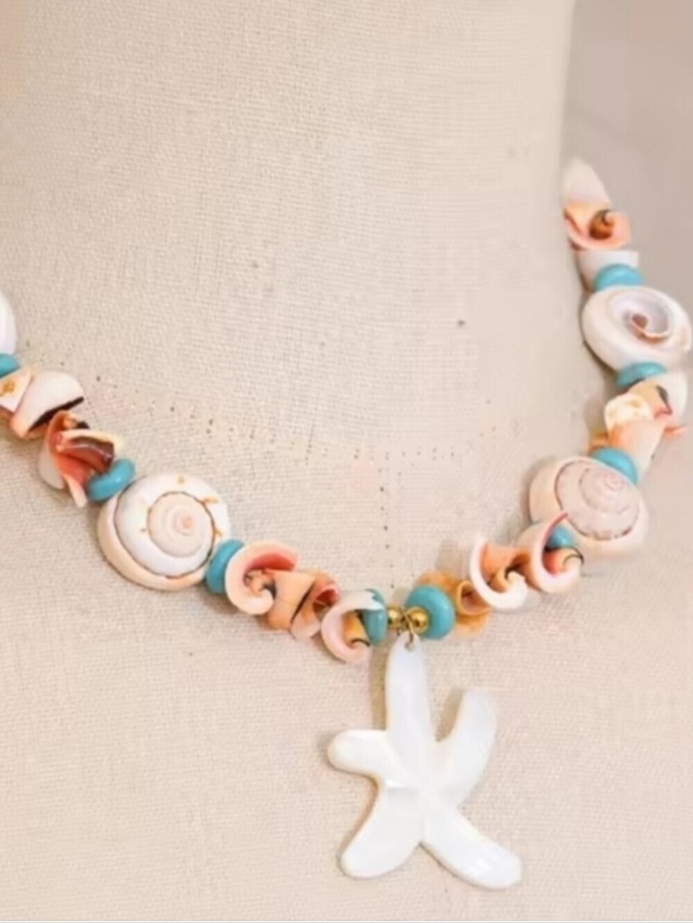 New! Turquoise & Natural Shell Statement Necklace - Gold Plated | NWOT